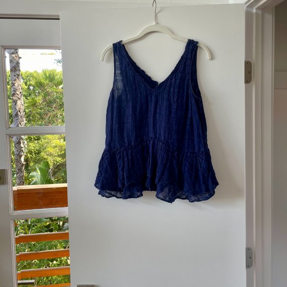 Anthropologie Vanessa Virginia Fluttered Swing Tank, Navy Blue, Size 0 - Picture 2 of 4